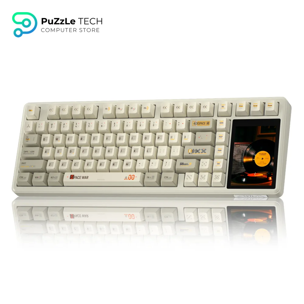 AULA L99 Mechanical Keyboard Tri-Mode Caramel Latte Switch IPS Touchscreen, Latte Brown-3626