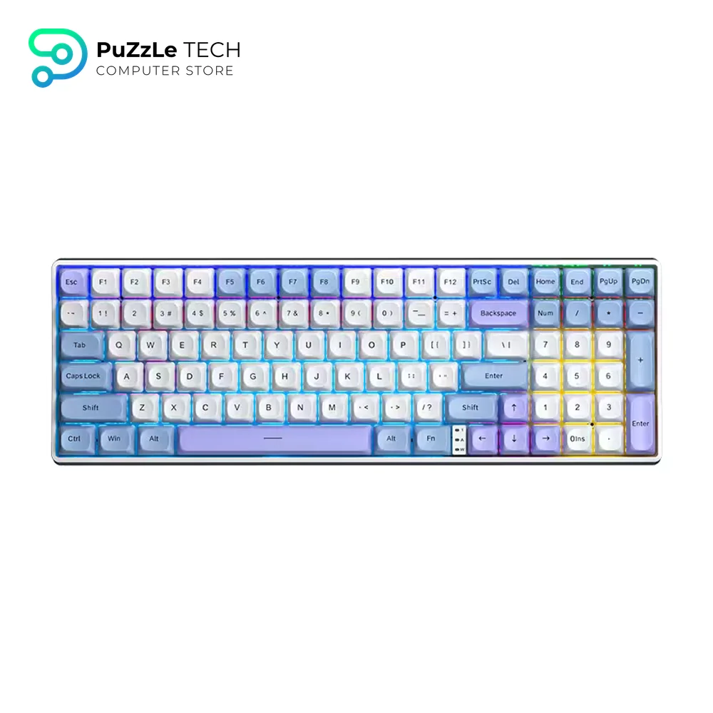 AULA S100 Pro Mechanical Keyboard Tri-Mode Brown Switch, Blue White Purple-5755