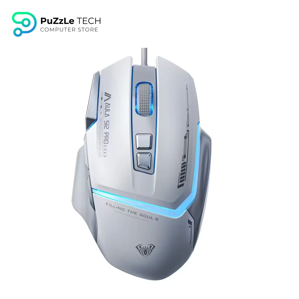 AULA S12PRO Wired Gaming Mouse, White