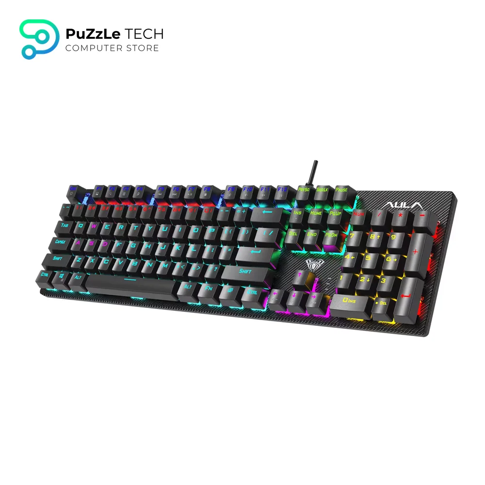 AULA S2022 Pro Mechanical Keyboard Red Switch Rainbow Full Size, Gray-4265