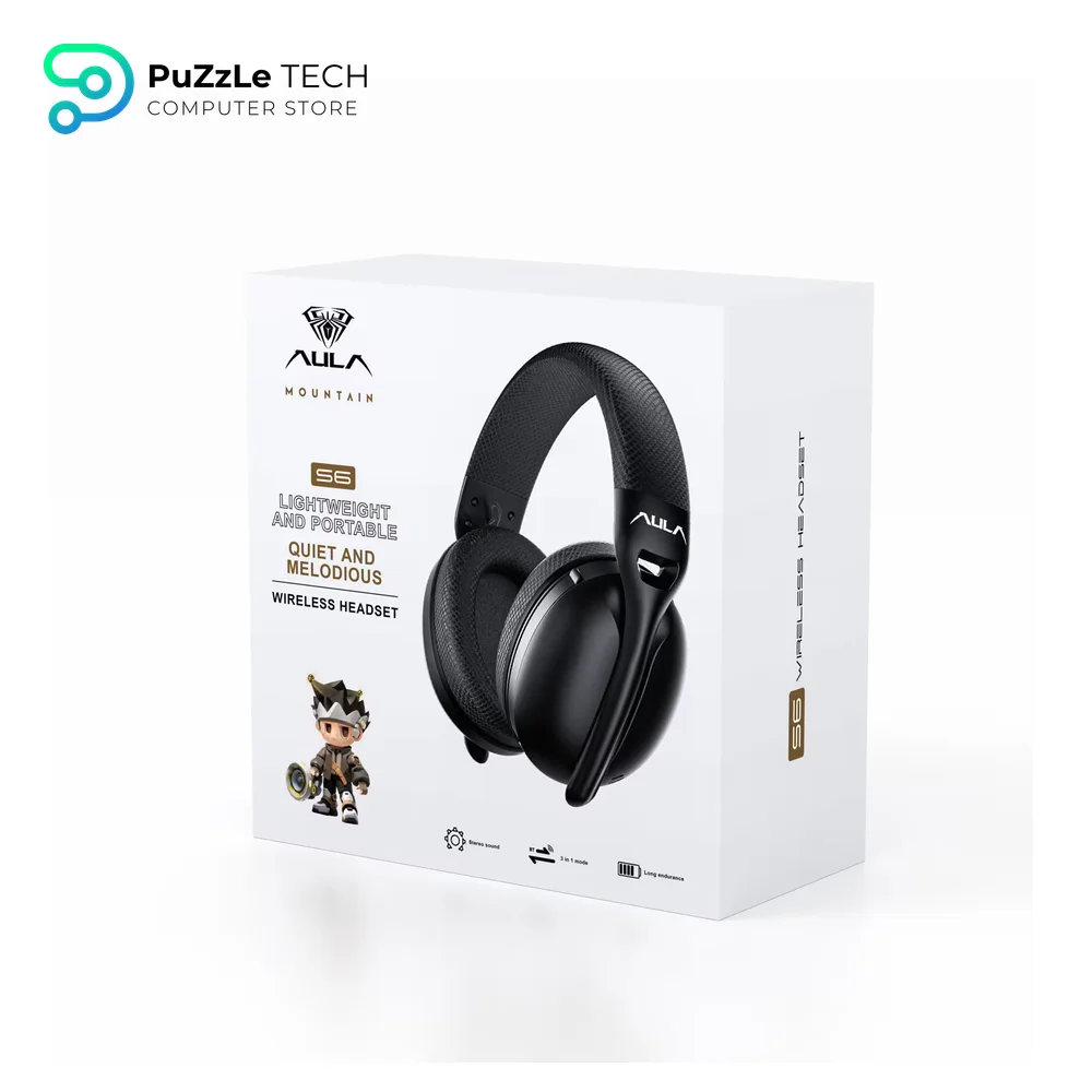 AULA S6 Wireless Gaming Headset, Black-5554