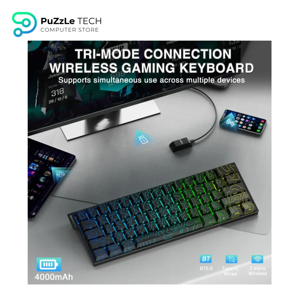 AULA MINI60 HE MAX Magnetic Switch Keyboard Tri-Mode 8K Spiritcloud Switch, Black Contour-2209 5