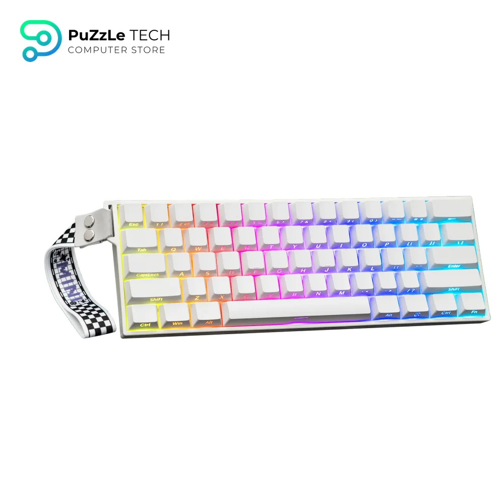 AULA MINI60 HE Pro Magnetic Switch Keyboard Tri-Mode 8K Mistcloud Switch, White-2193 11