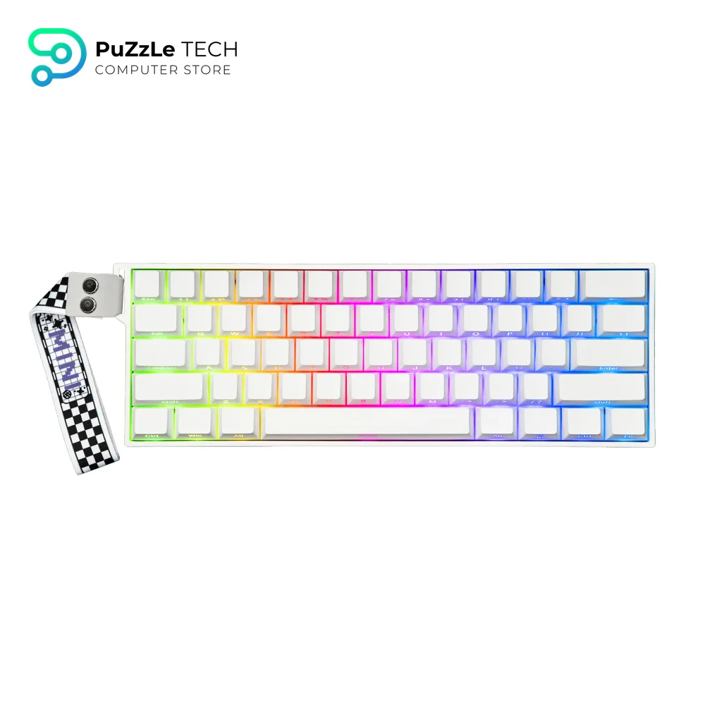 AULA MINI60 HE Pro Magnetic Switch Keyboard Tri-Mode 8K Mistcloud Switch, White-2193 9