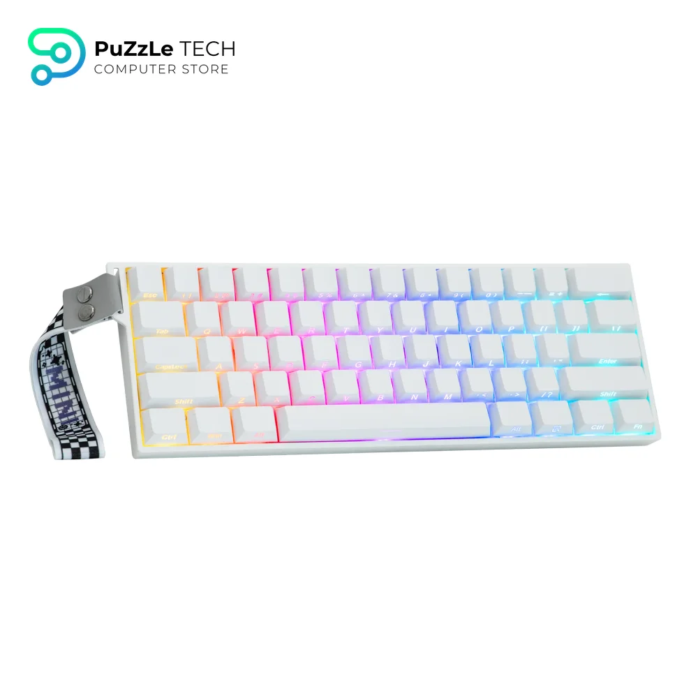 AULA MINI60 HE Pro Magnetic Switch Keyboard Tri-Mode 8K Mistcloud Switch, White-2193 10