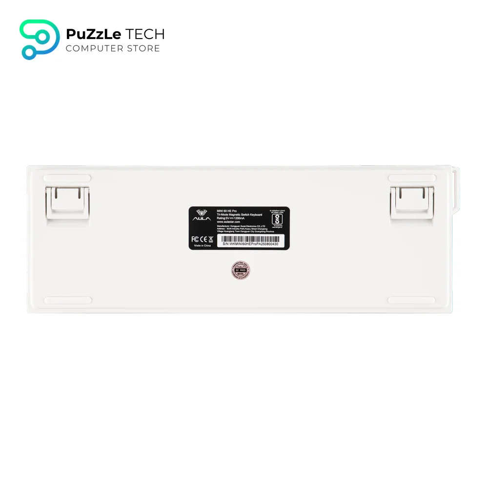AULA MINI60 HE Pro Magnetic Switch Keyboard Tri-Mode 8K Mistcloud Switch, White-2193