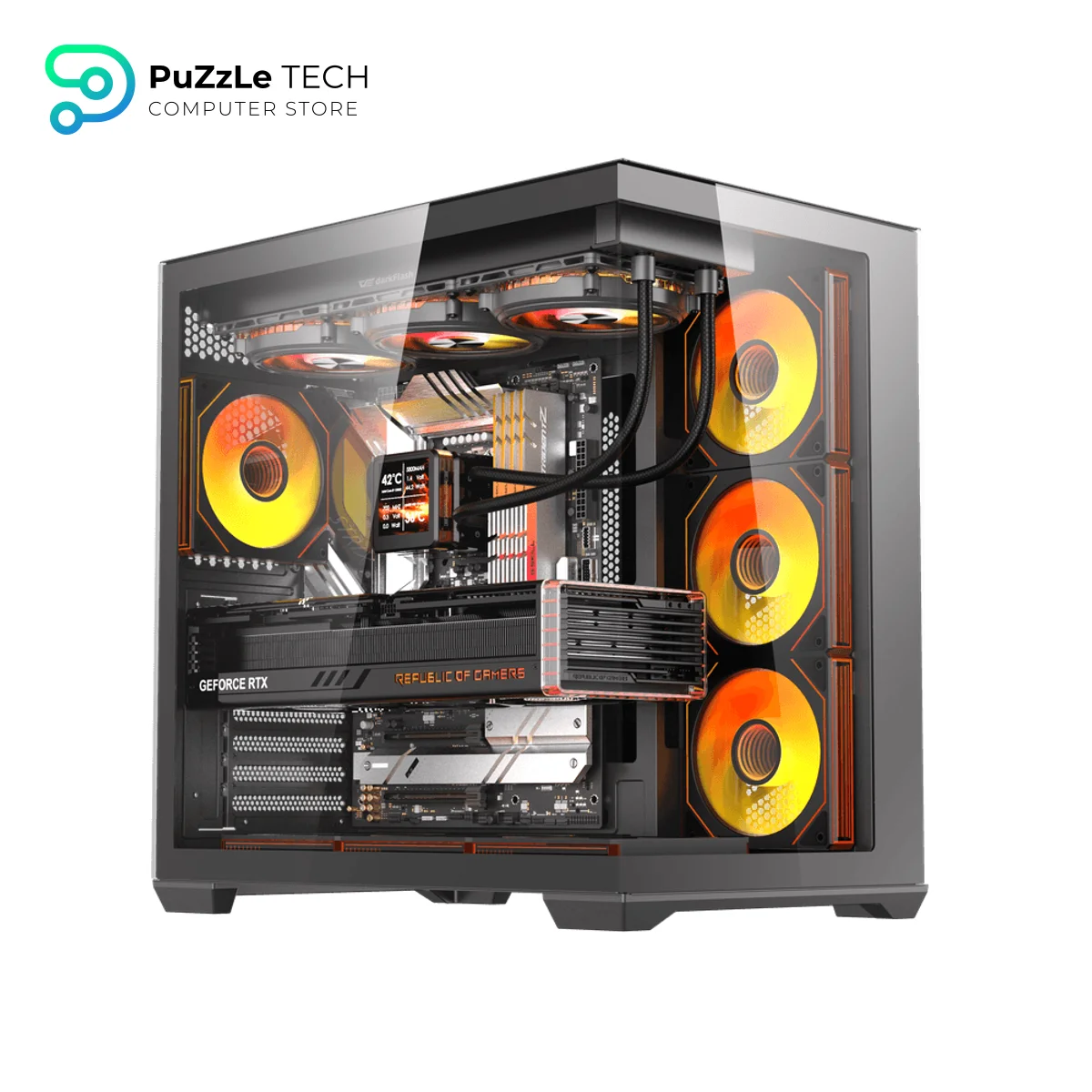DarkFlash C280 - TypeC + DM20x4 FANS + PSU EMT850 +80 BRONZE＋OC2 - BLACK Case