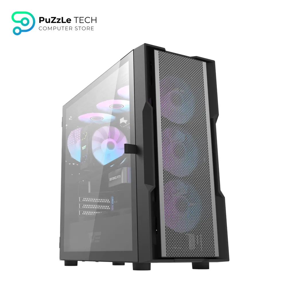 DarkFlash DK431 E-ATX PC Case 4FAN CL6 + PSU GP750 +80 BRONZE - Black