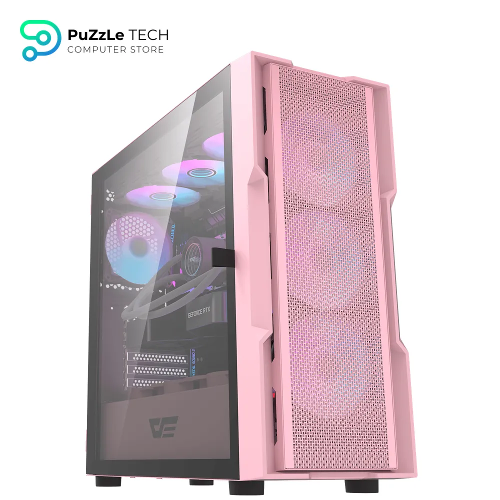 DarkFlash DK431 E-ATX PC Case 4FAN CL6 + PSU GP750 +80 BRONZE - Pink