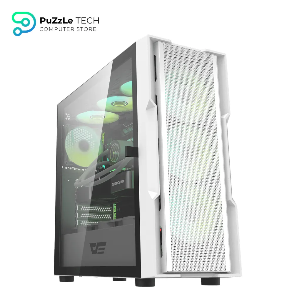 DarkFlash DK431 E-ATX PC Case 4FAN CL6 + PSU GP750 +80 BRONZE - White