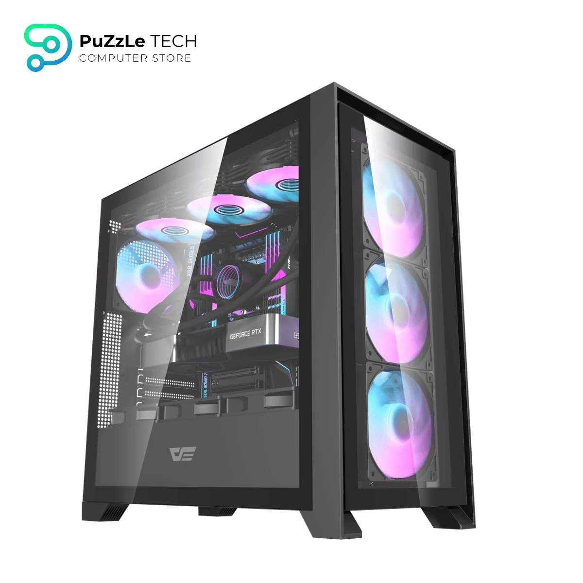 DarkFlash DRX90 ATX PC Case 4FAN + PSU AIGO AT650W +80 BRONZE - BLACK
