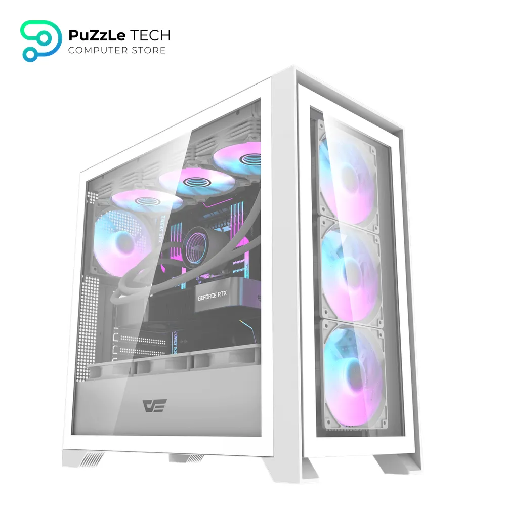 DarkFlash DRX90 ATX PC Case 4FAN + PSU AIGO AT650W +80 BRONZE - WHITE