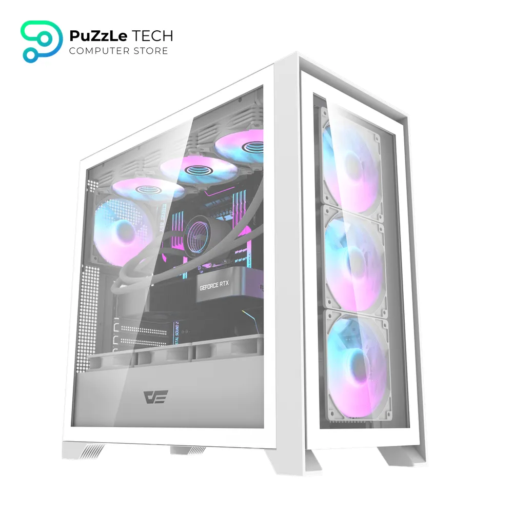 DarkFlash DRX90 ATX PC Case 4FAN + PSU AIGO AT750W +80 BRONZE - WHITE