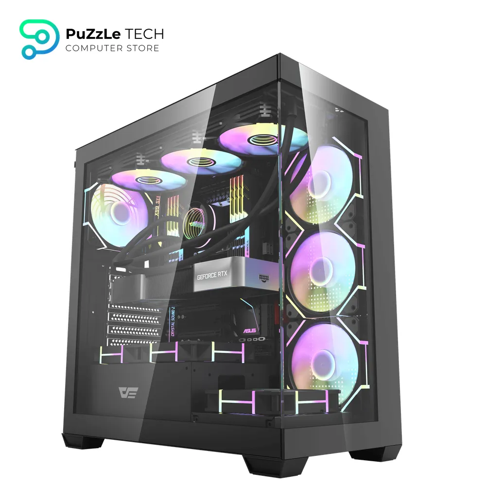 DarkFlash DS900 ATX PC Case 4FAN DM20 + APC1 FAN HUB + PSU GP750 +80 BRONZE - Black