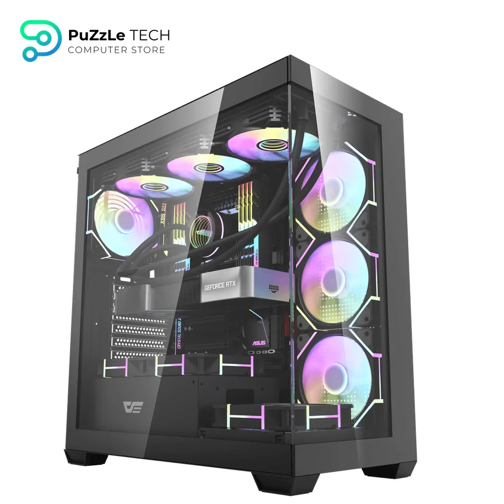 DarkFlash DS900 ATX PC Case 6FAN + PSU AIGO AT750W +80 BRONZE - BLACK