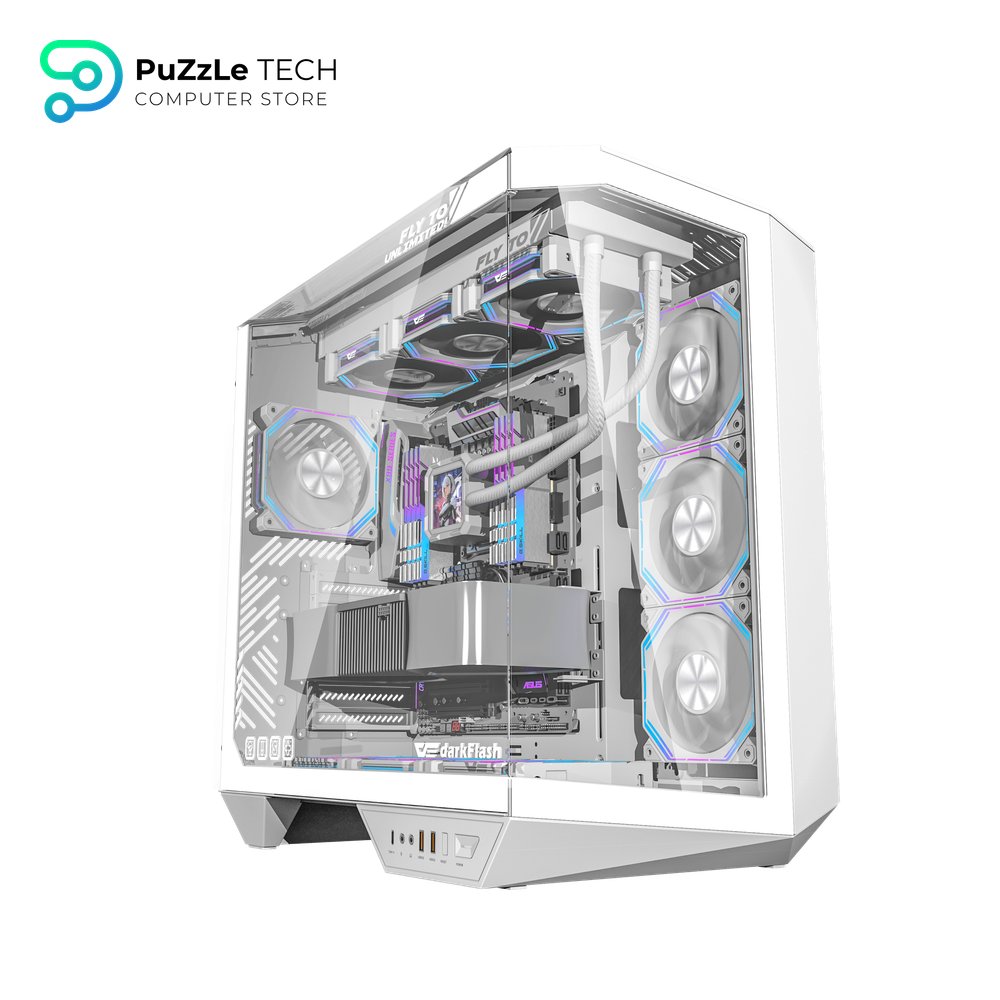 DarkFlash DY470 ATX PC Case White +7 x DarkFlash INF34R 120MM PC Case Fan