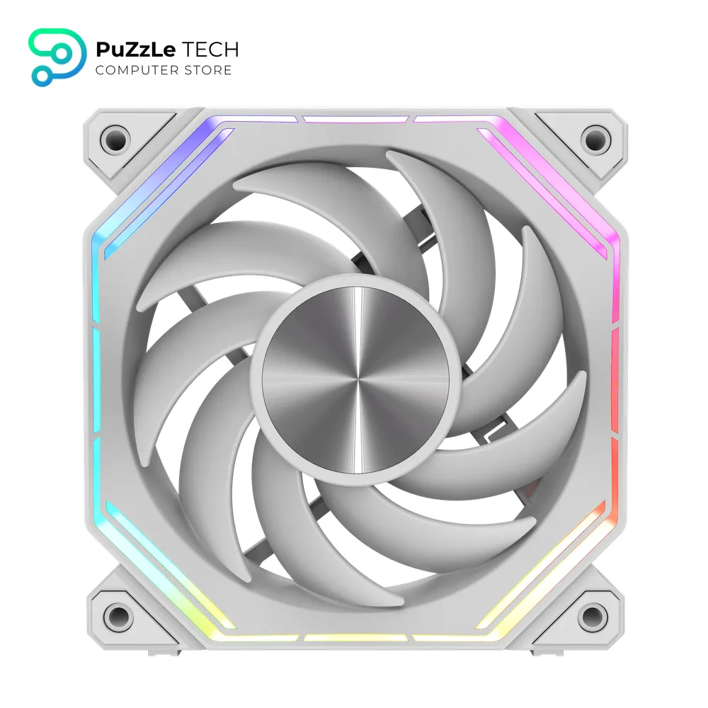 DarkFlash INF34R 120MM PC Case Fan - Up To 2000RPM Cooling - 4-Pin PWM - ARGB CPU Cooling Computer Fan - (Reversed - White)