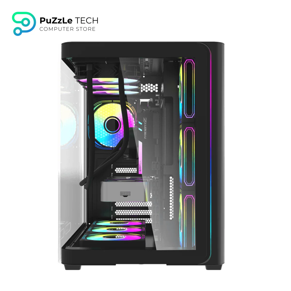 DarkFlash L285 ATX Mid Tower Computer Case - Black (Pre-Installed 7x DM20 LINE ARGB Fans + OC2 Controller, Type-C Front Port) 7