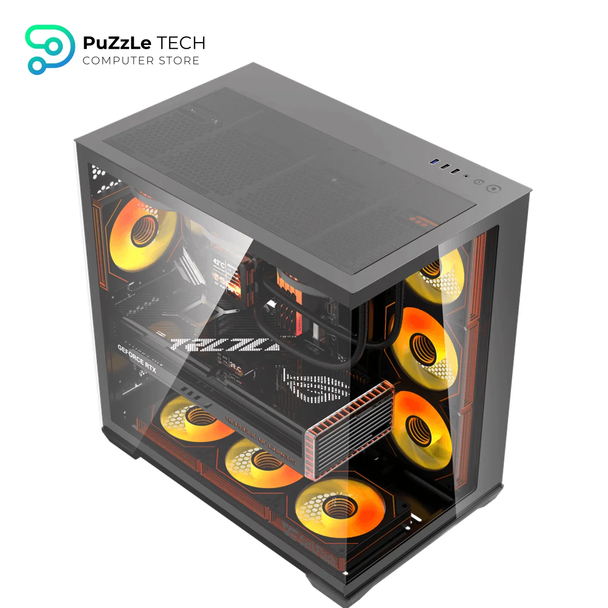 DarkFlash C280 - TypeC + DM20x4 FANS + PSU EMT850 +80 BRONZE＋OC2 - BLACK Case