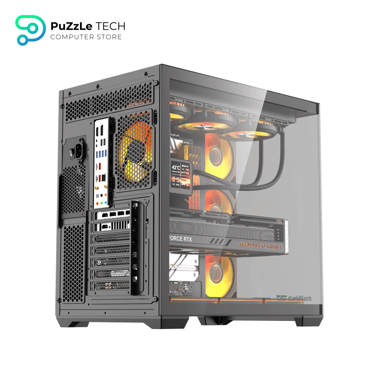 DarkFlash C280 - TypeC + DM20x4 FANS + PSU EMT850 +80 BRONZE＋OC2 - BLACK Case 6