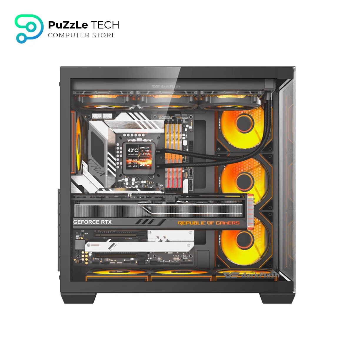 DarkFlash C280 - TypeC + DM20x4 FANS + PSU EMT850 +80 BRONZE＋OC2 - BLACK Case 3