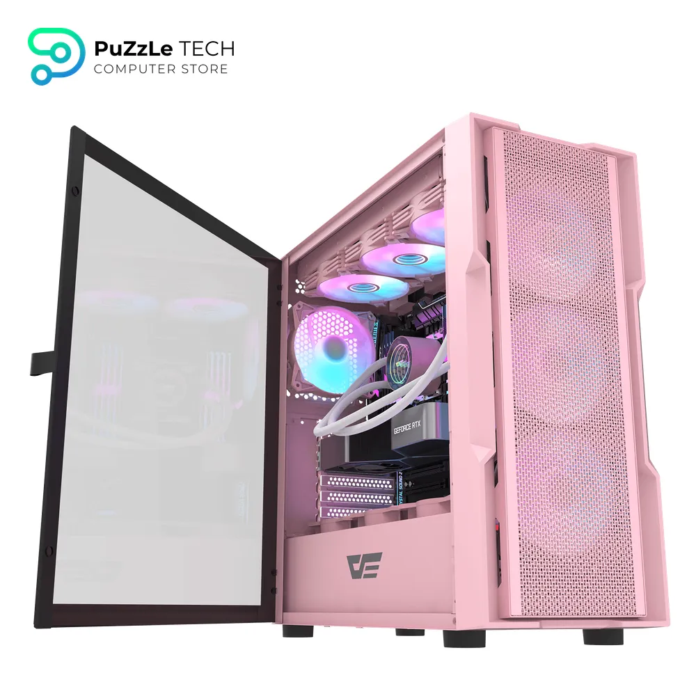 DarkFlash DK431 E-ATX PC Case 4FAN CL6 + PSU GP750 +80 BRONZE - Pink