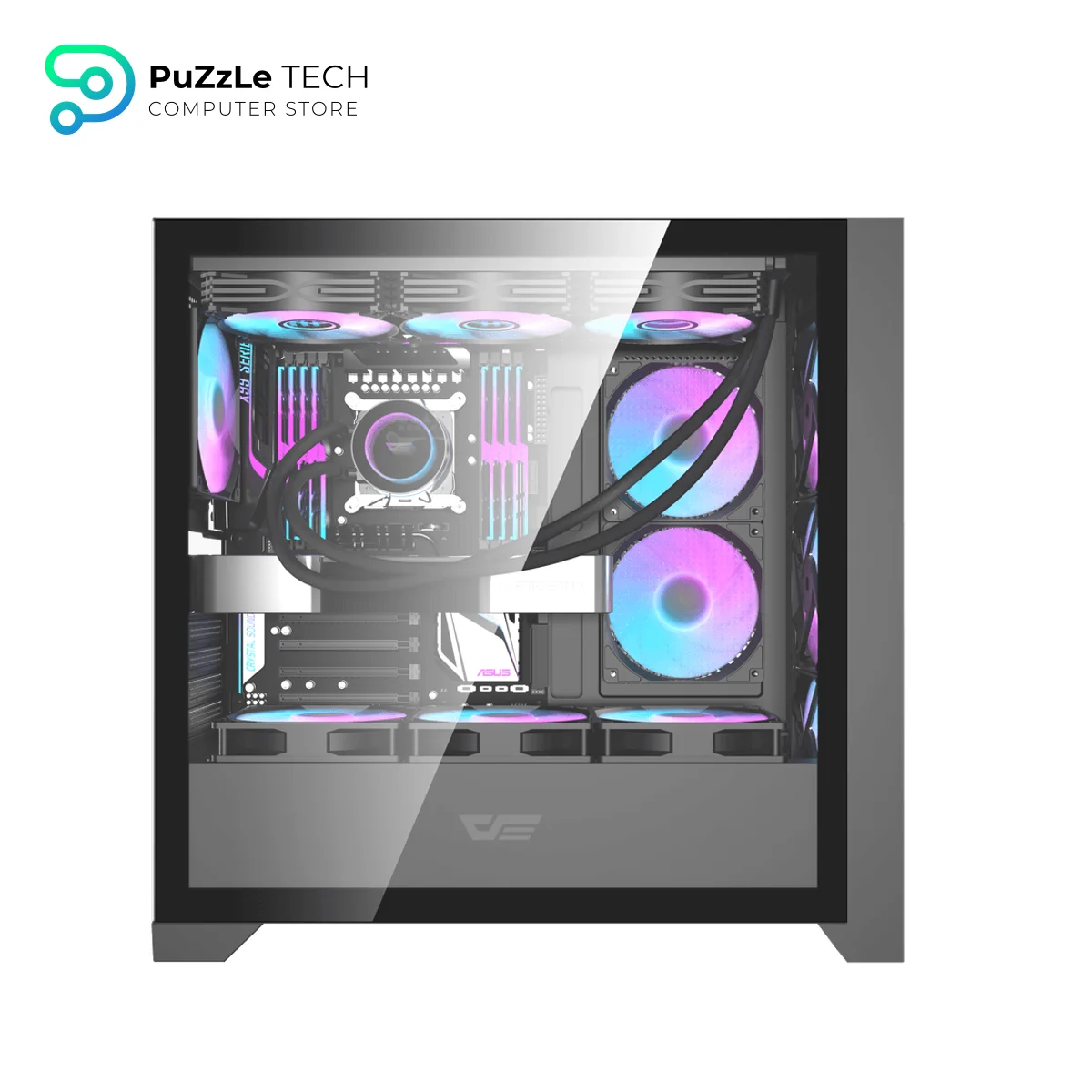 DarkFlash DRX90 ATX PC Case 4FAN + PSU AIGO AT650W +80 BRONZE - BLACK 6