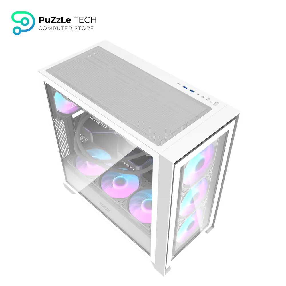 DarkFlash DRX90 ATX PC Case 4FAN + PSU AIGO AT650W +80 BRONZE - WHITE 6