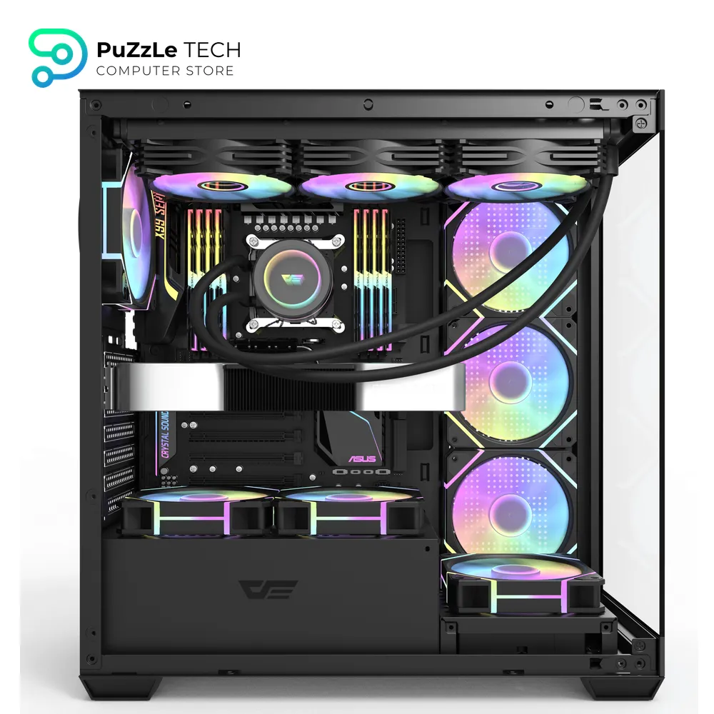 DarkFlash DS900 ATX PC Case 4FAN DM20 + APC1 FAN HUB + PSU GP750 +80 BRONZE - Black
