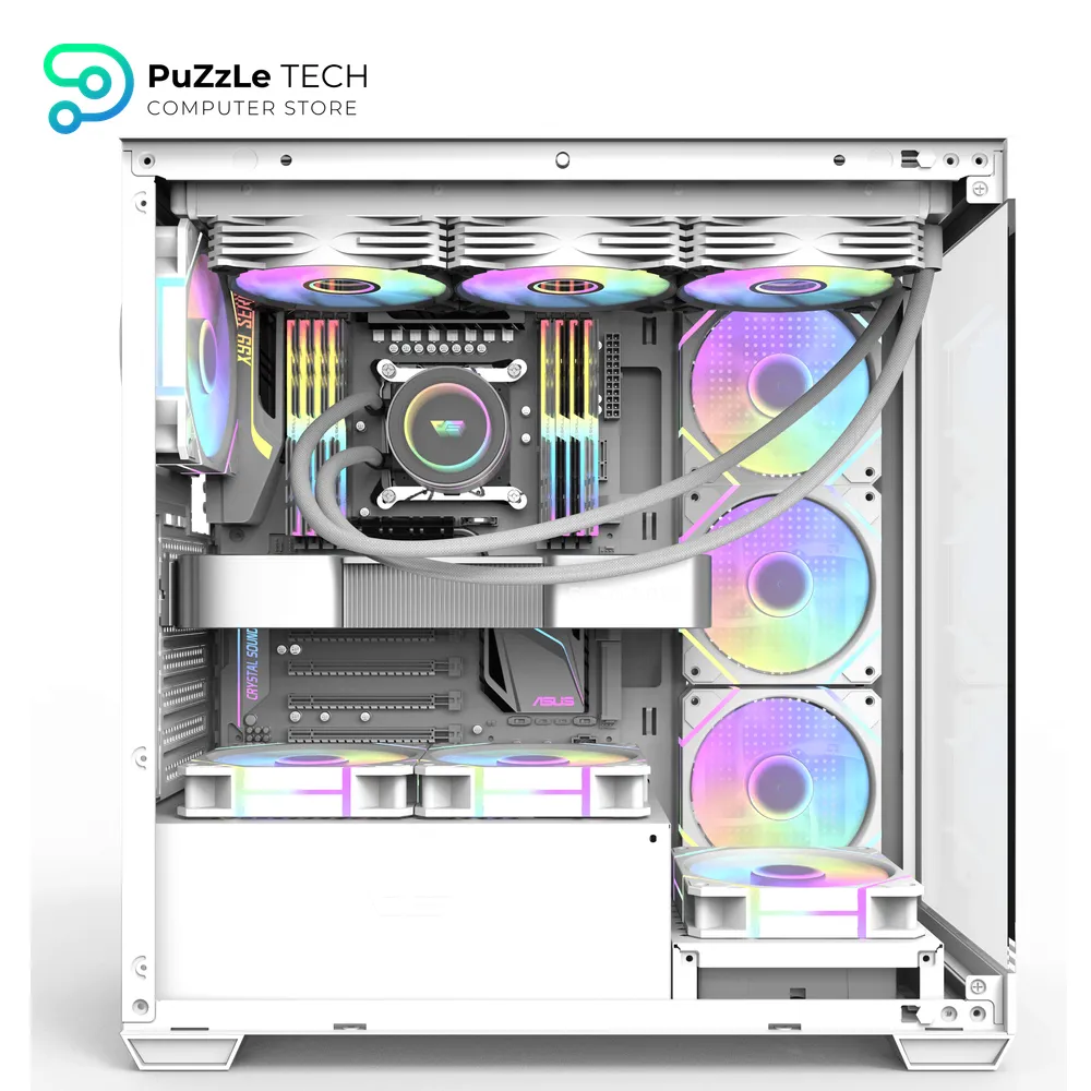DarkFlash DS900 ATX PC Case 4FAN DM20 + APC1 FAN HUB + PSU GP750 +80 BRONZE - White