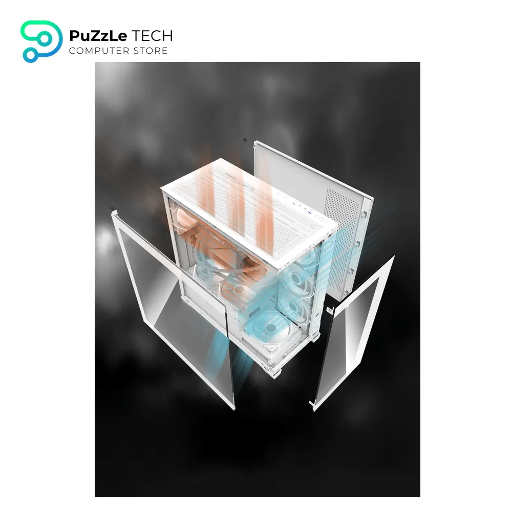 DarkFlash DS900 ATX PC Case 4FAN DM20 + APC1 FAN HUB + PSU GP750 +80 BRONZE - White 8