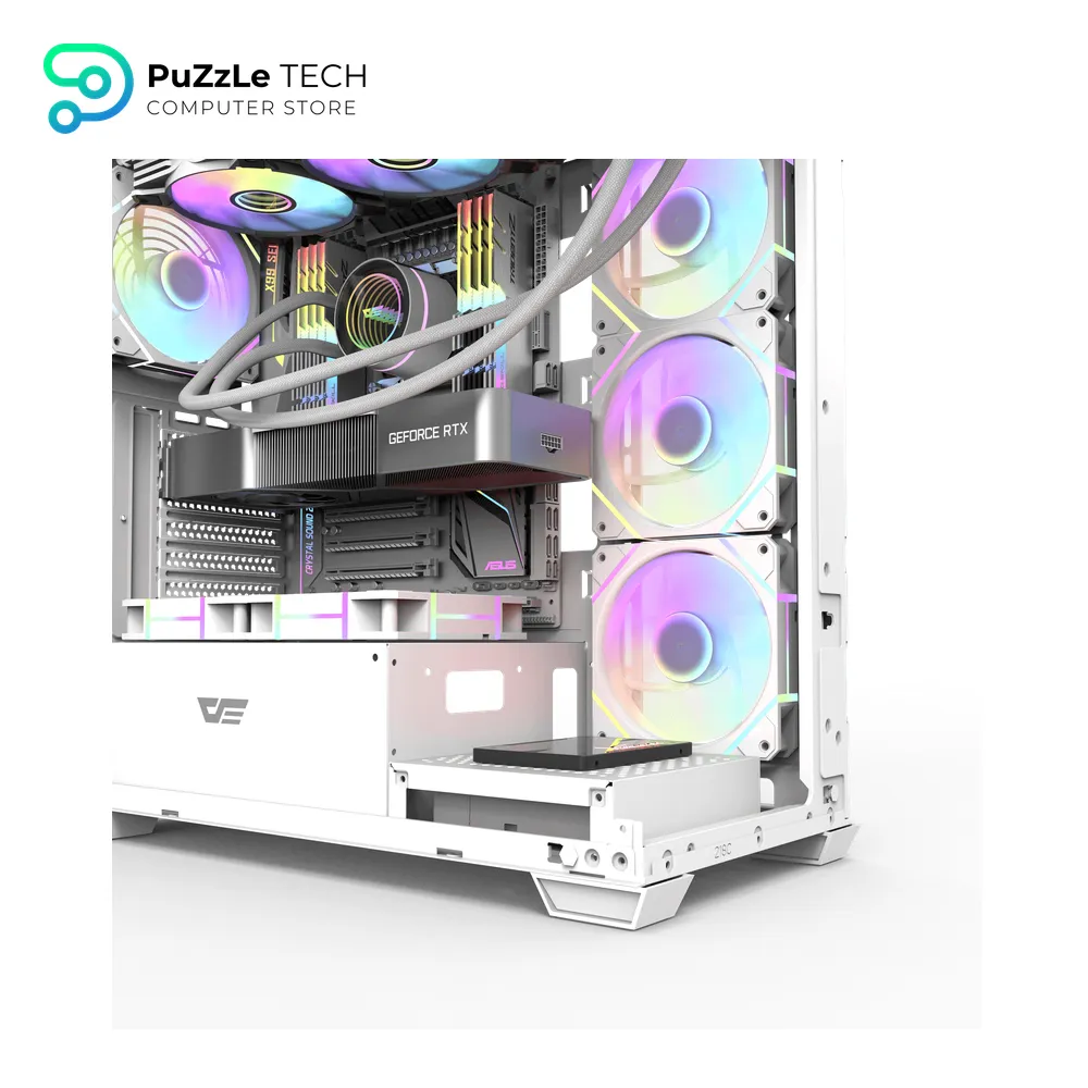 DarkFlash DS900 ATX PC Case 4FAN DM20 + APC1 FAN HUB + PSU GP750 +80 BRONZE - White 9