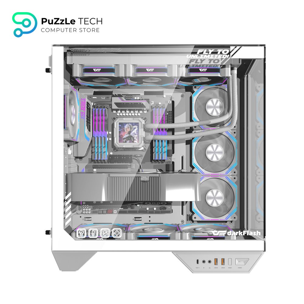 DarkFlash DY470 ATX PC Case White +7 x DarkFlash INF34R 120MM PC Case Fan 3