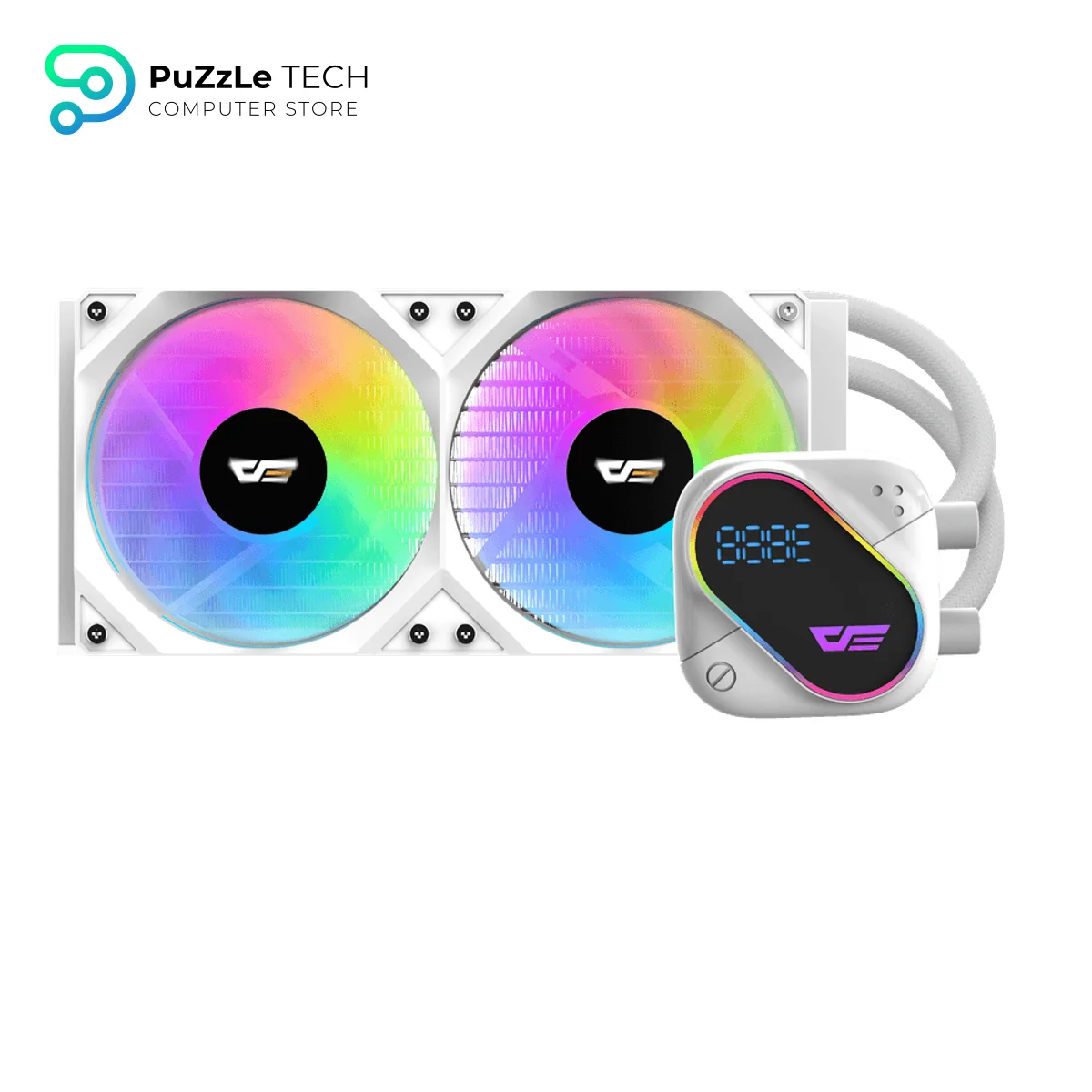 DarkFlash Explore DO 240 AIO White - 240mm Liquid CPU Cooler with Digital Temperature Screen - ARGB Fans - LGA1700/AM5 3