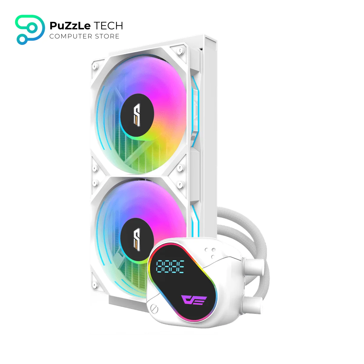 DarkFlash Explore DO 240 AIO White - 240mm Liquid CPU Cooler with Digital Temperature Screen - ARGB Fans - LGA1700/AM5 2