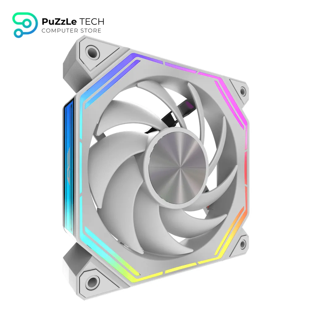 DarkFlash INF34R 120MM PC Case Fan - Up To 2000RPM Cooling - 4-Pin PWM - ARGB CPU Cooling Computer Fan - (Reversed - White) 2