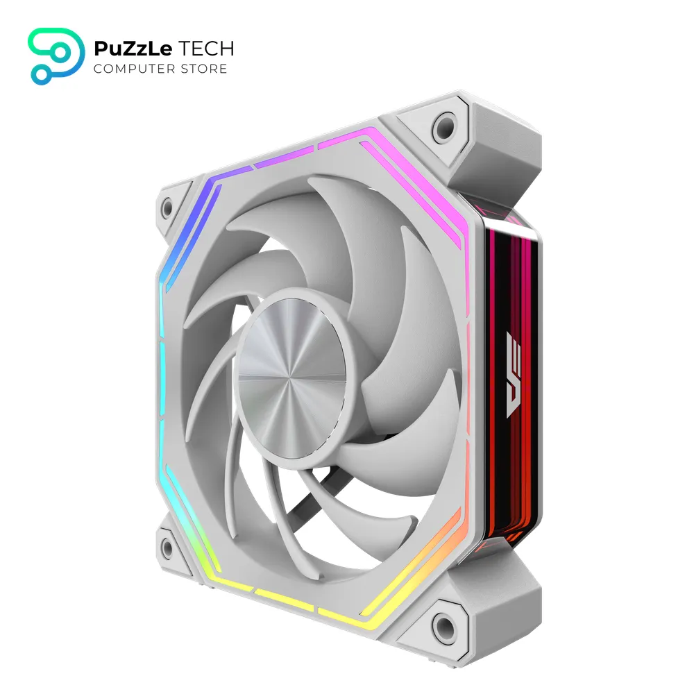 DarkFlash INF34R 120MM PC Case Fan - Up To 2000RPM Cooling - 4-Pin PWM - ARGB CPU Cooling Computer Fan - (Reversed - White) 5