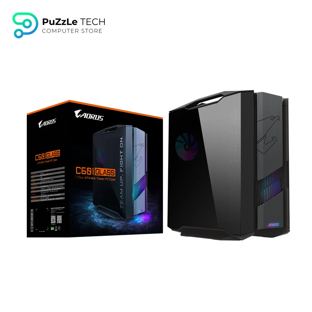 GIGABYTE AORUS C601 GLASS Mid-Tower - Tempered Glass Panel & 4x 140mm ARGB Fans - 420mm GPU Clearance - 420mm Radiator Support & USB 3.1 Gen 2 Type-C