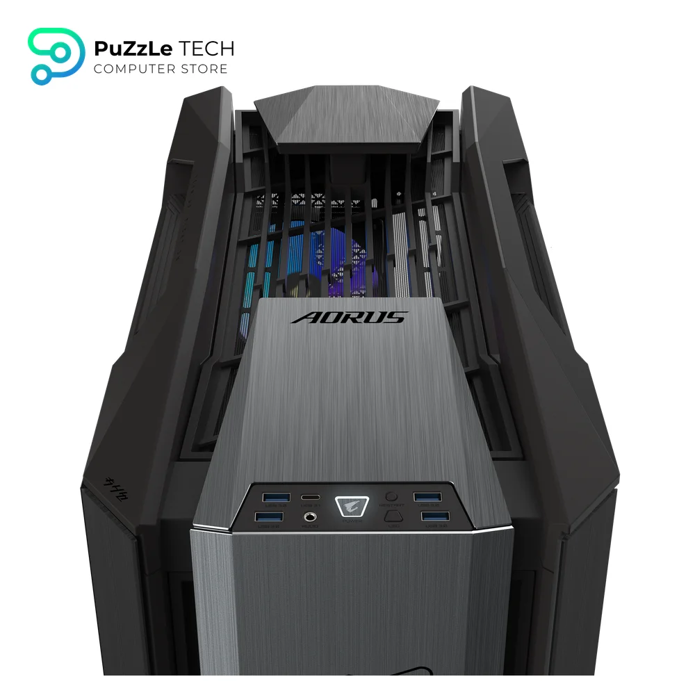 GIGABYTE AORUS C601 GLASS Mid-Tower - Tempered Glass Panel & 4x 140mm ARGB Fans - 420mm GPU Clearance - 420mm Radiator Support & USB 3.1 Gen 2 Type-C 9