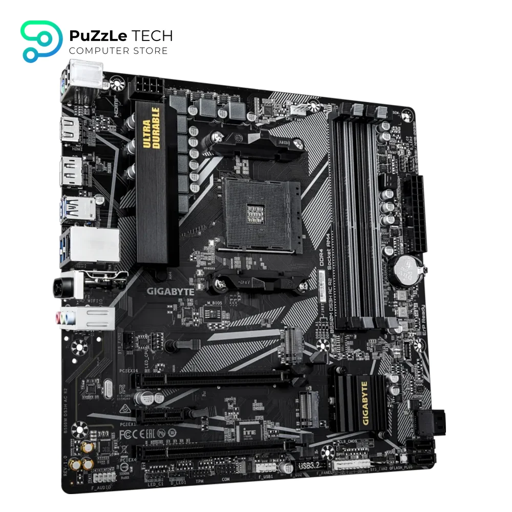 GIGABYTE B550M DS3H AC R2 AMD AM4 Motherboard - Micro-ATX - DDR4 - Dual M.2 - SATA 6Gb s - WIFI5 - Realtek GbE LAN - PCIe 4.0 3