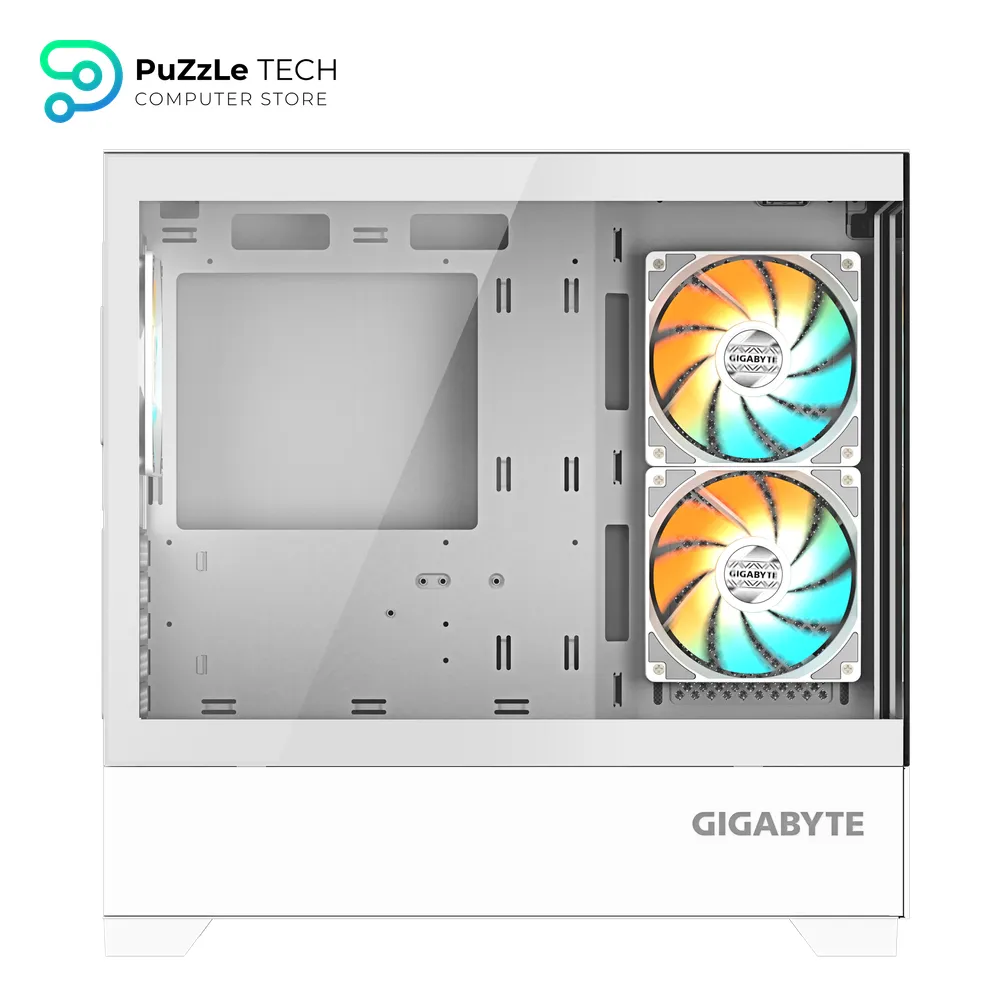 GIGABYTE GB-C201PI PANORAMIC ICE Mid Tower Gaming Cabinet - High-Airflow Mesh Front Panel - Tempered Glass Side - ATX - Micro ATX - Mini ITX Support - USB 3.0 - Sleek Black Design - Clean Cable Management 4