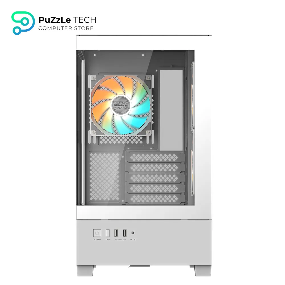 GIGABYTE GB-C201PI PANORAMIC ICE Mid Tower Gaming Cabinet - High-Airflow Mesh Front Panel - Tempered Glass Side - ATX - Micro ATX - Mini ITX Support - USB 3.0 - Sleek Black Design - Clean Cable Management 3