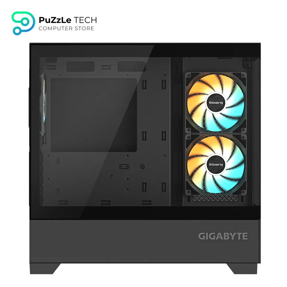 GIGABYTE GB-C201P PANORAMIC Mid Tower Gaming Cabinet - High-Airflow Mesh Front Panel - Tempered Glass Side - ATX - Micro ATX - Mini ITX Support - USB 3.0 - Sleek Black Design - Clean Cable Management 7