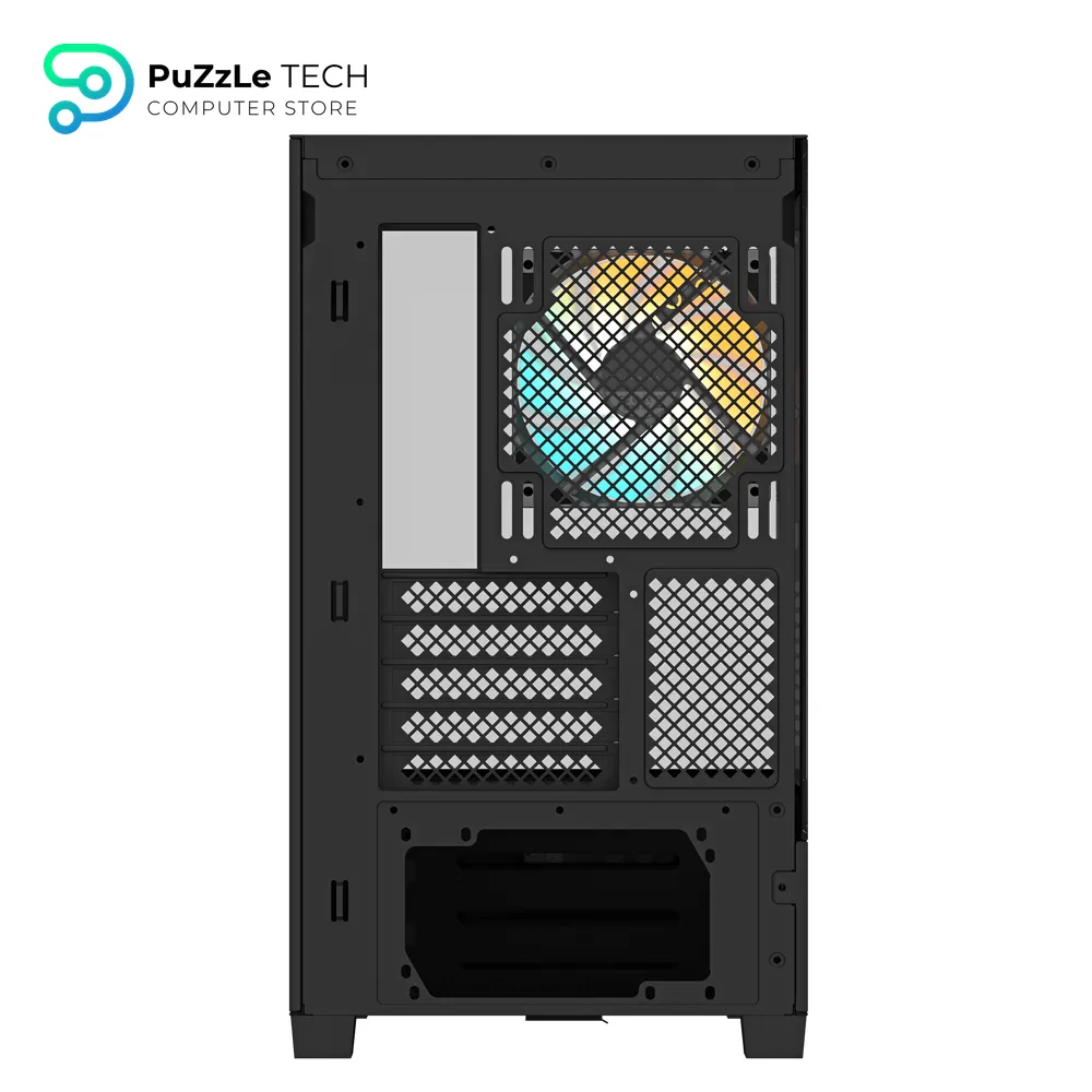GIGABYTE GB-C201P PANORAMIC Mid Tower Gaming Cabinet - High-Airflow Mesh Front Panel - Tempered Glass Side - ATX - Micro ATX - Mini ITX Support - USB 3.0 - Sleek Black Design - Clean Cable Management 5