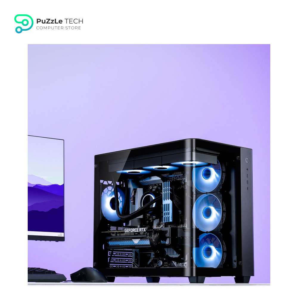 JONSBO TK-3 BLACK One-piece Curved Glass Case - One-piece Curved Glass - Support BTF MB/Dual 360 AIO/ATX PSU/40Series GPU - with 10 Fan Positions - 270 Degree Side View Display Column-less Black 8