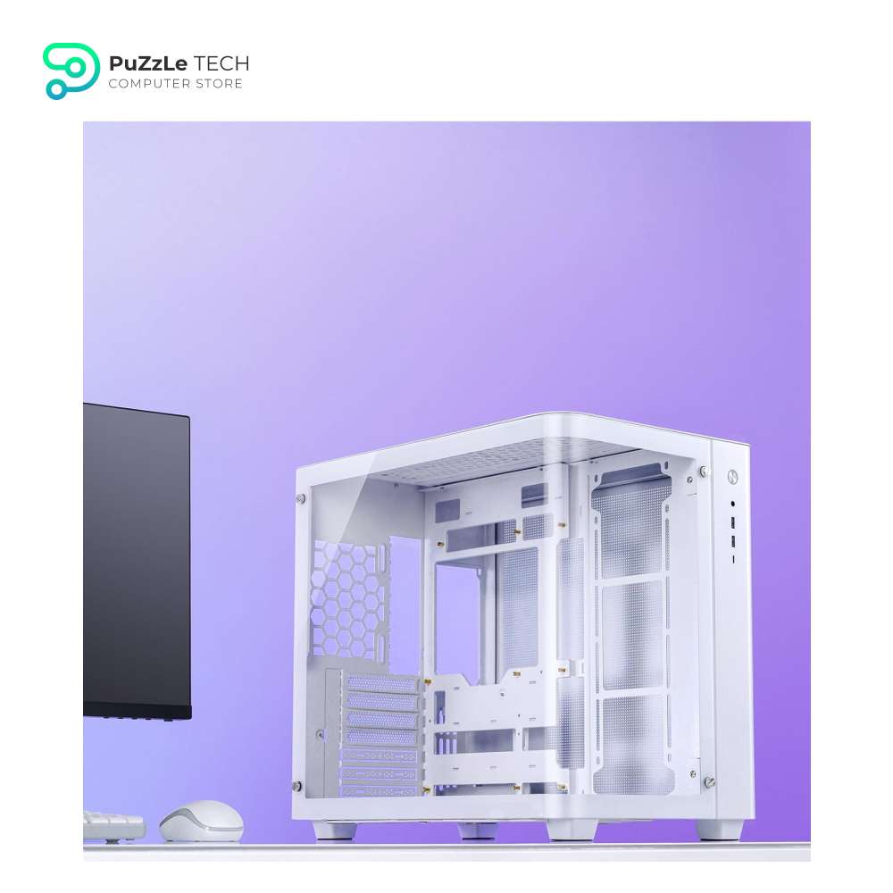 JONSBO TK-3 White One-Piece Curved Glass ATX Mid Tower Pc Case - One-Piece Curved Glass - SP BTF MB/Dual 360 AIO/ATX PSU/40Series GPU - with 10 Fan Positions - 270 Degree Side View Display White Chassis 8