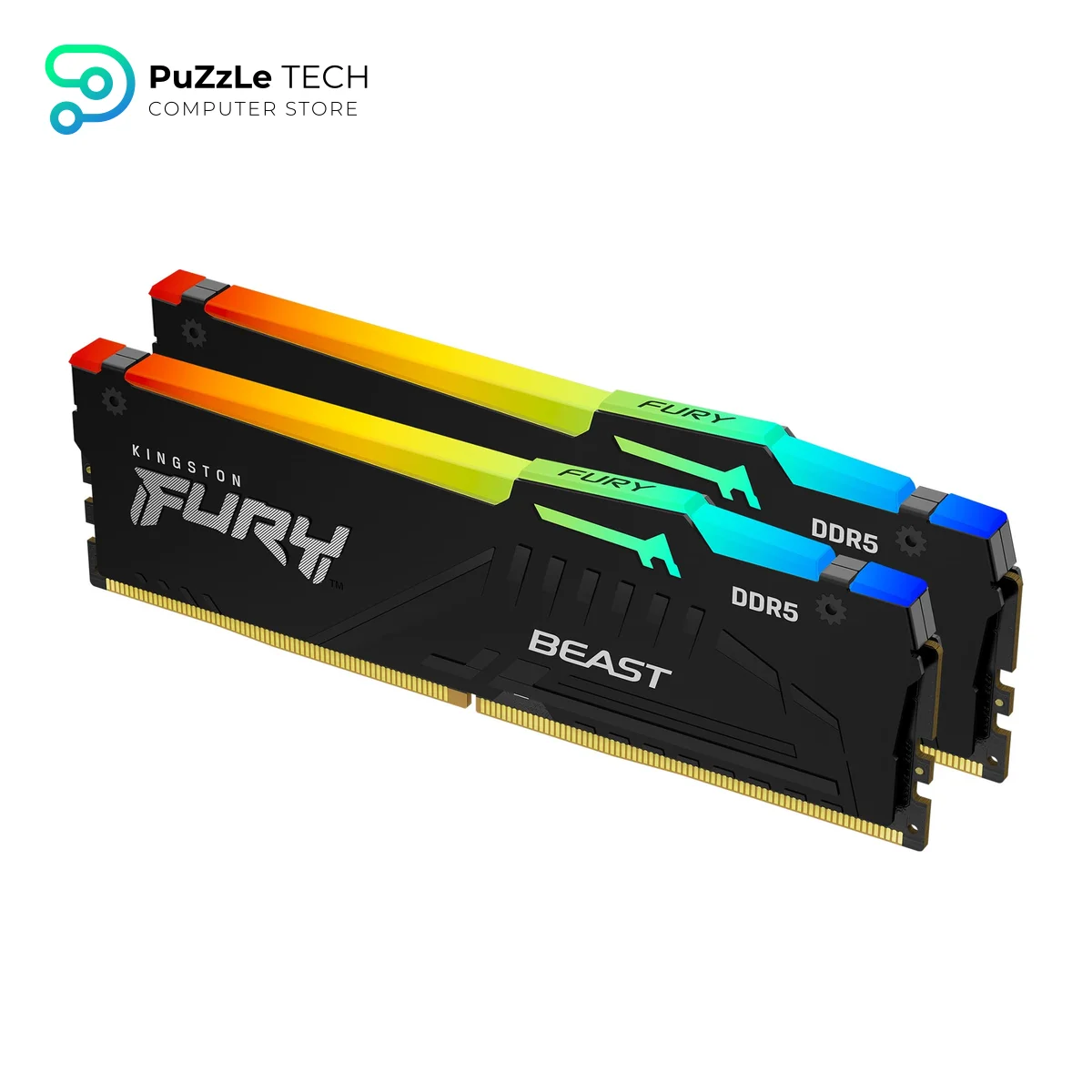 Kingston FURY Beast White RGB 64GB DDR5 6000MHz CL36 RAM - AMD EXPO Certified, Infrared Sync RGB, Plug N Play