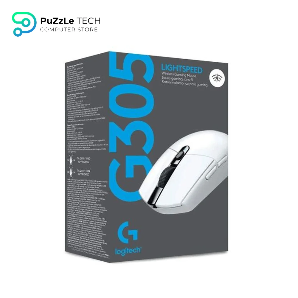 Logitech G305 LIGHTSPEED Wireless Gaming Mouse - Hero 12K Sensor - 12000 DPI - Lightweight - 6 Programmable Buttons - 250h Battery Life - On-Board Memory - PCMac - White