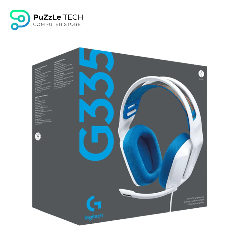 Logitech G335 Wired Gaming Headset with Flip to Mute Microphone - White