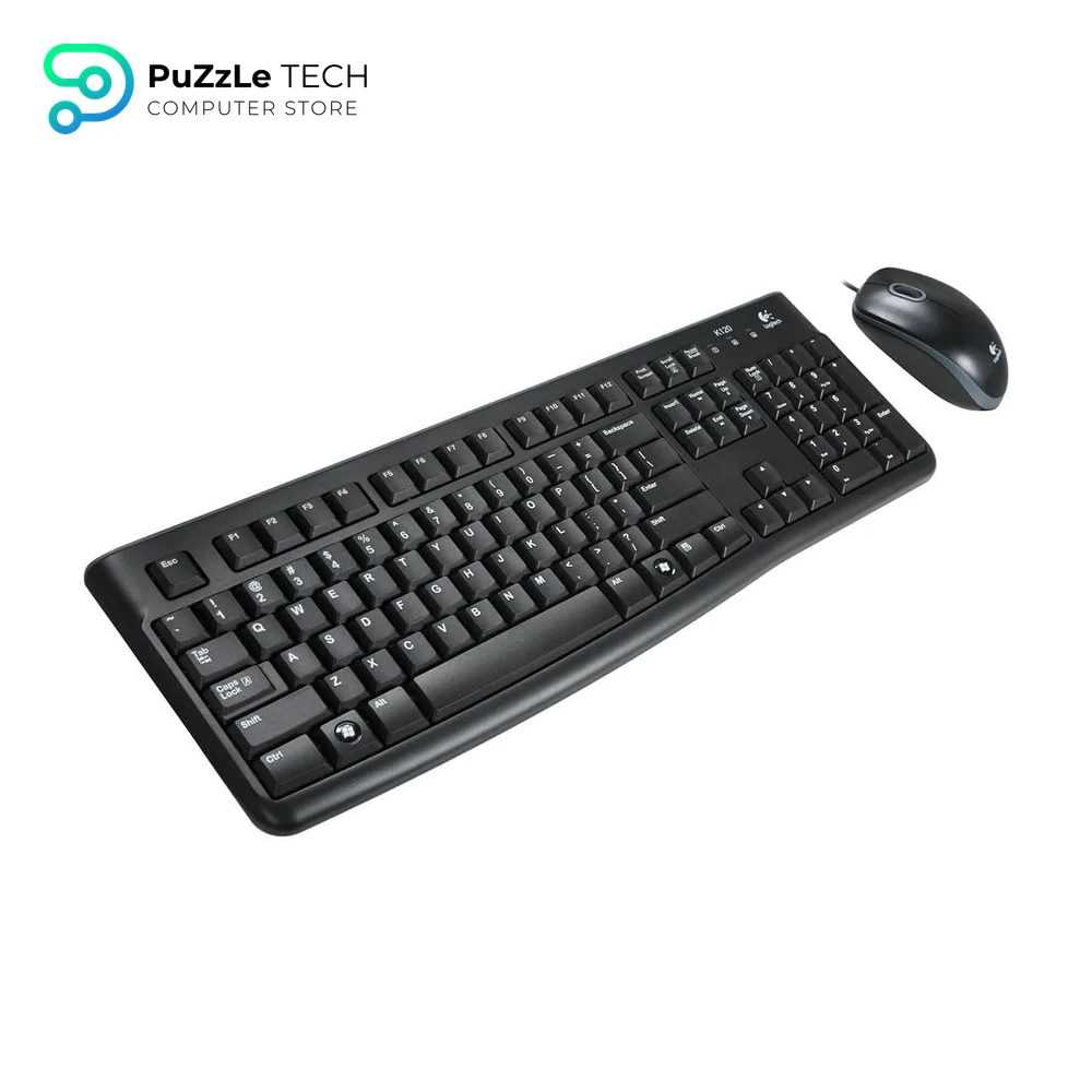 Logitech Wired Desktop Mk120 Keyboard And Mouse Set With Comfortable Design Fits Multi Devices - Black